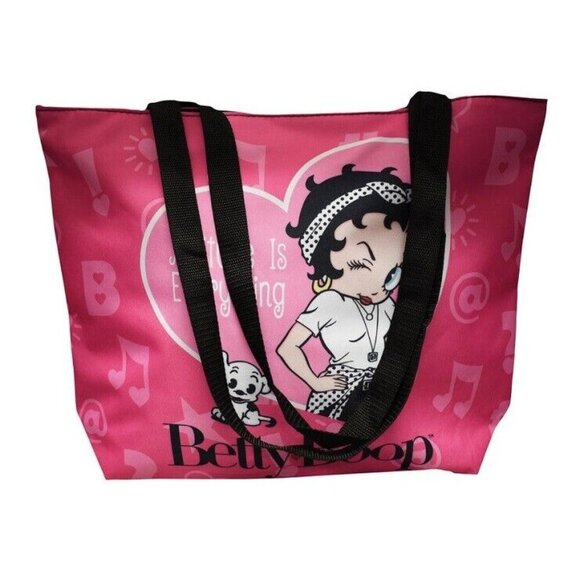 New Pink Betty Boop Attitude Tote Bag Large Shoulder Shopping Gift Heart Hearts - Picture 2 of 3